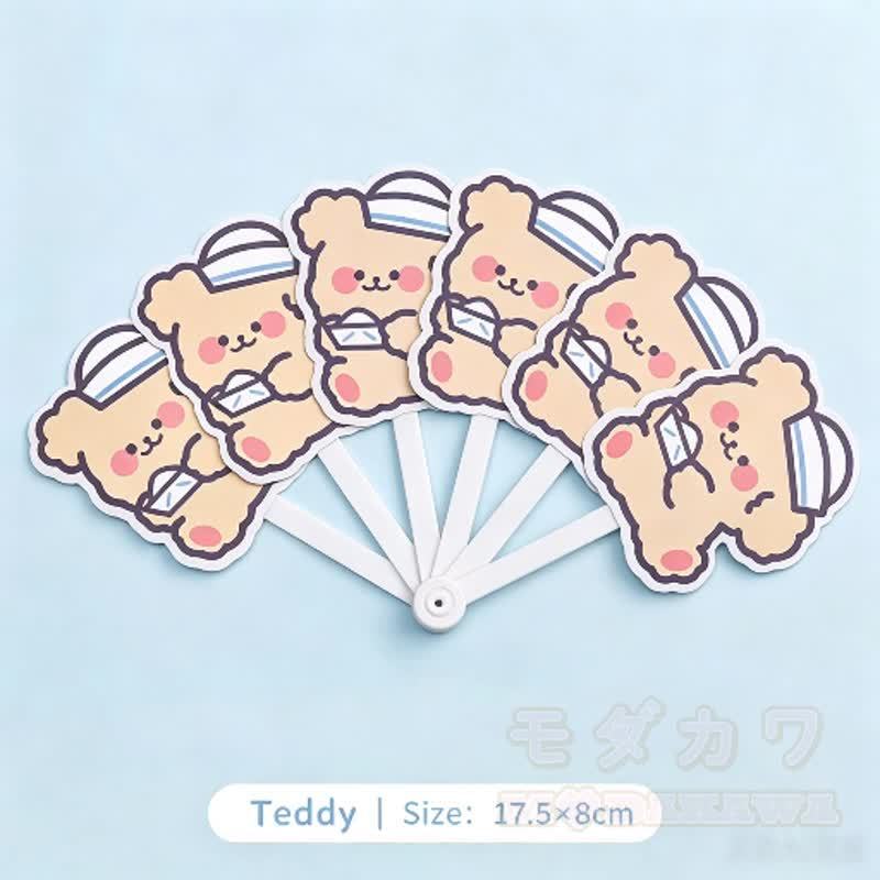 Niedlicher, unregelmäßiger Faltfächer mit sechs Fächern im Cartoon-Stil - Teddy - image 10