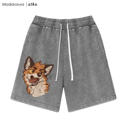 MODAKAWA X atka – Verspielte Shorts mit Fuchsgesicht-Grafik im Vintage-Look - Grey - 3XL - image 3