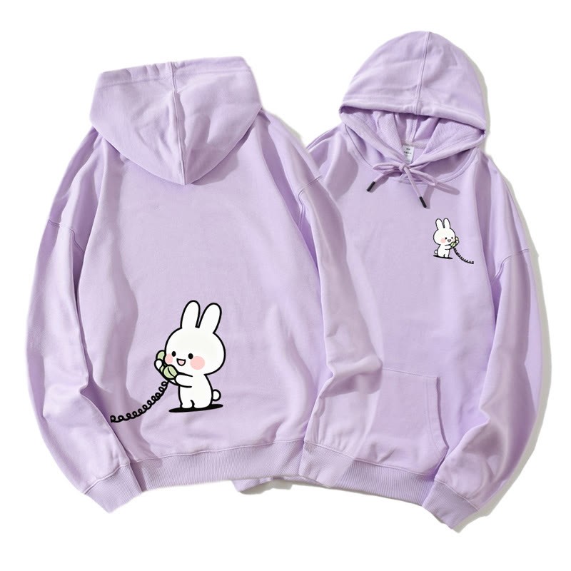 Bär und Hase telefonieren – Partner-Hoodie mit Grafik – Partnerlook - Purple B - 5XL - image 9