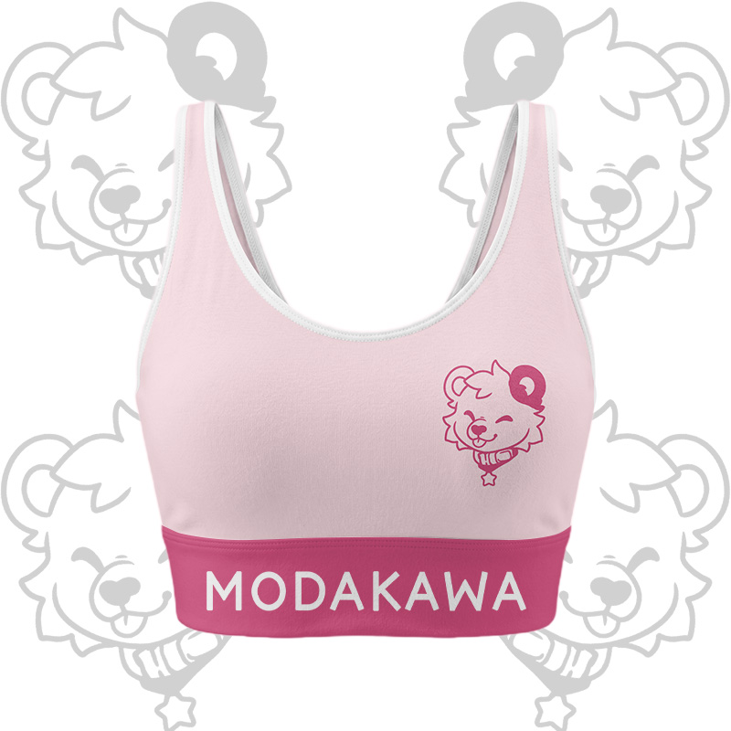Bären-Grafik Crop Tank Sport Top Shorts Bikini Modakawa passendes Outfit - Pink Top - 5XL - image 5