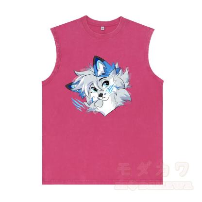 MODAKAWA X Space Barker Graphic Unisex Vintage Washed Ärmelloses T-Shirt - Rosenrot - 2XL - image 6