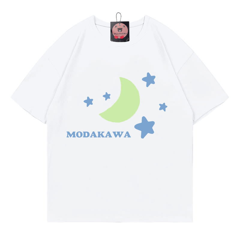 Modakawa T-Shirt mit Mond- und Sternen-Buchstabenprint - White - 5XL - image 3
