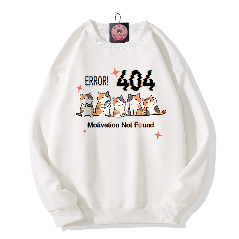 ERROR 404 MOTIVATION NICHT GEFUNDEN Sweatshirt mit Katzenmuster und Rundhalsausschnitt - White - 5XL - image 3
