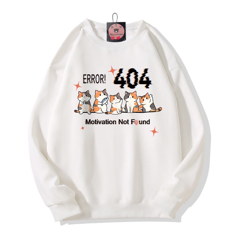 ERROR 404 MOTIVATION NICHT GEFUNDEN Sweatshirt mit Katzenmuster und Rundhalsausschnitt - White - 5XL - image 3