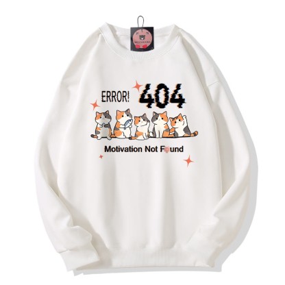 ERROR 404 MOTIVATION NICHT GEFUNDEN Sweatshirt mit Katzenmuster und Rundhalsausschnitt - White - 5XL - image 3