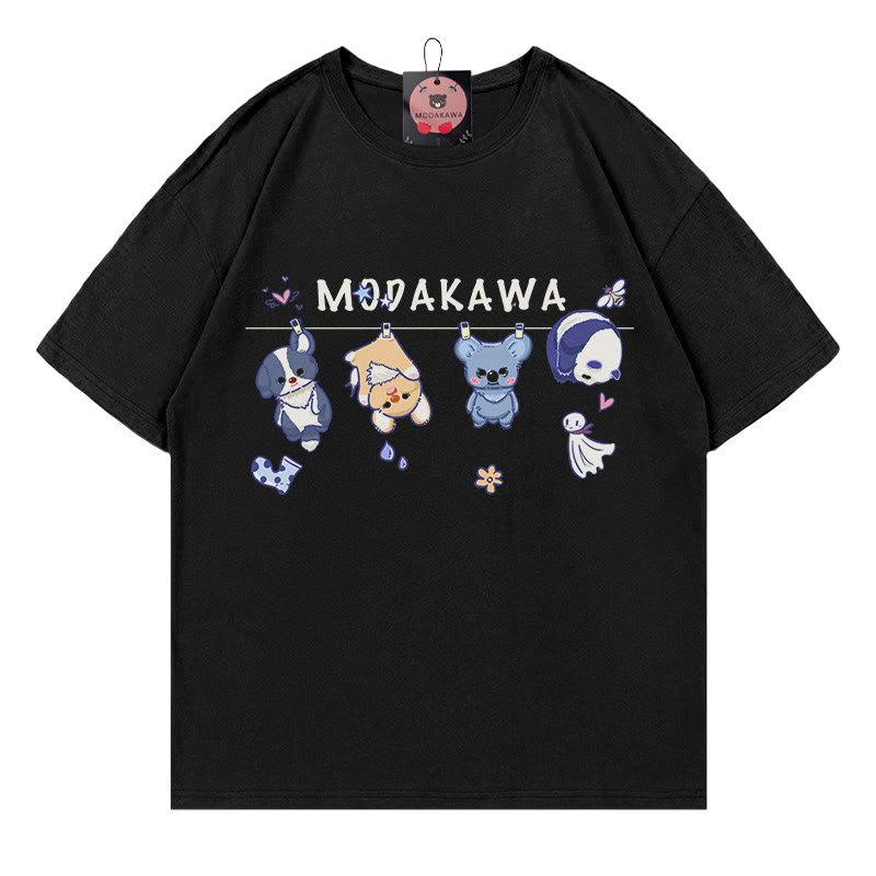 Modakawa T-Shirt mit Buchstabenprint und dem Aufdruck „Trocknende Puppen“ - Black - 5XL - image 4
