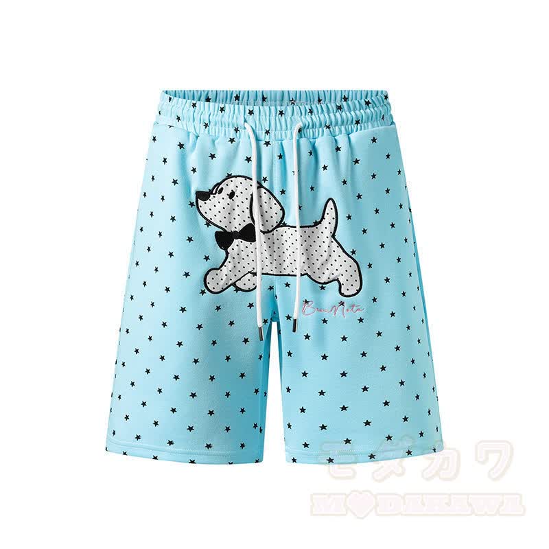 Hochwertige, strapazierfähige Shorts mit Press Star Puppy-Stickerei und Kordelzug - Blau - XL - image 5
