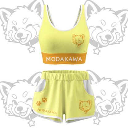 Wink Puppy Grafik Crop Tank Tank Sport Top Shorts Bikini Modakawa passendes Outfit - Yellow Set - 5XL - image 13