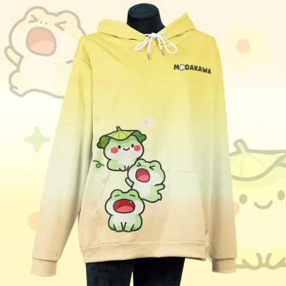 MODAKAWA Pullover-Hoodie mit Allover-Print und Goofy-Frosch-Motiv - Yellow - 8XL - image 2