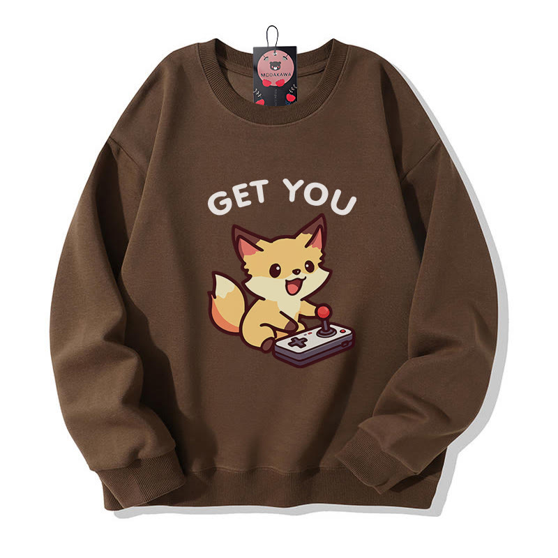 Partner-Sweatshirt mit verspieltem Fuchsmotiv und Rundhalsausschnitt - Brown - 5XL - image 3