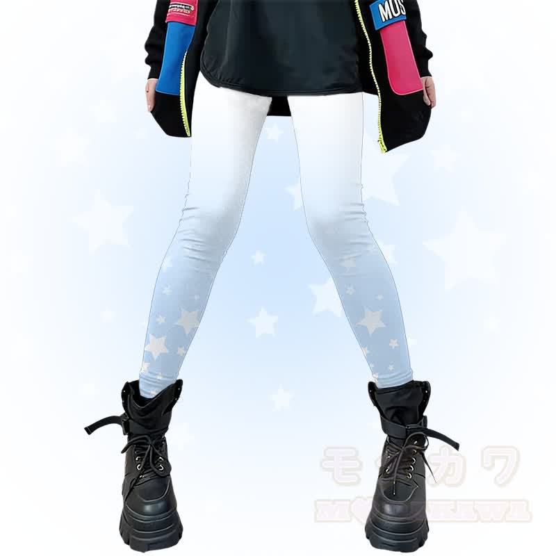 Modakawa Leggings mit Sternenmuster und Farbverlauf, Stretch-Funktion - Blau - 4XL - image 3