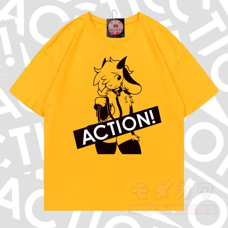 MODAKAWA X zarckets ACTION Goat Graphic 100% Baumwoll-T-Shirt - Leuchtend gelb - 5XL - image 18