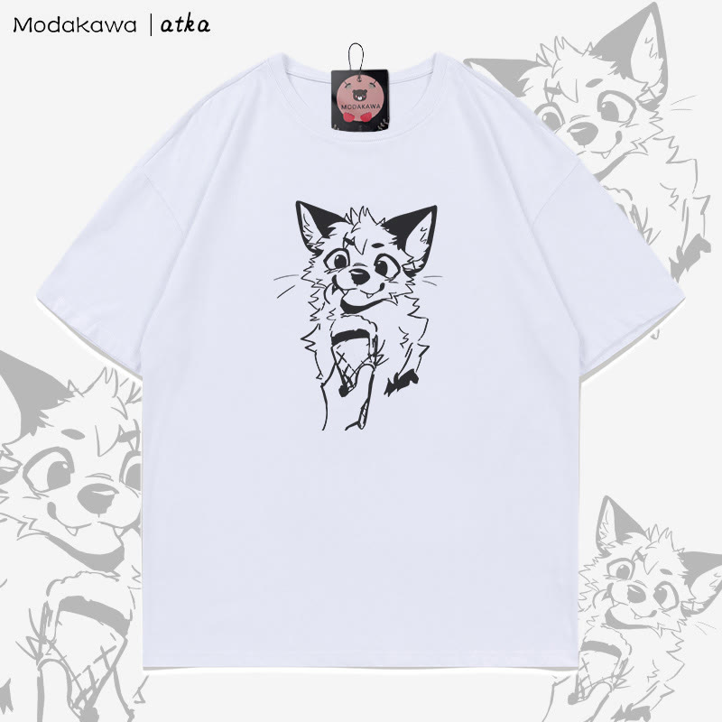 MODAKAWA X atka Fuchs isst Eiscreme Grafik-T-Shirt - White - 5XL - image 6