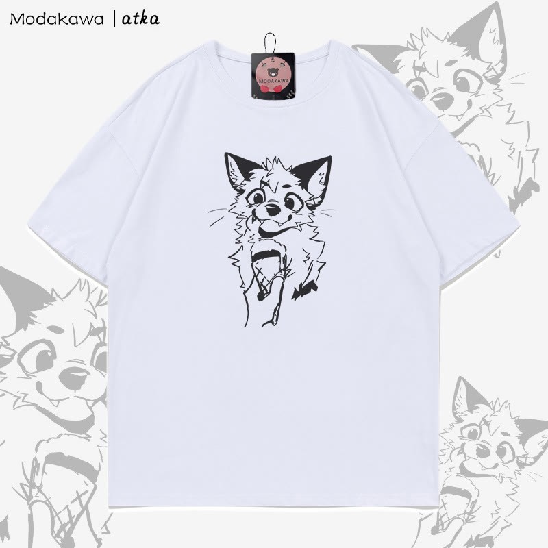 MODAKAWA X atka Fuchs isst Eiscreme Grafik-T-Shirt - White - 5XL - image 6