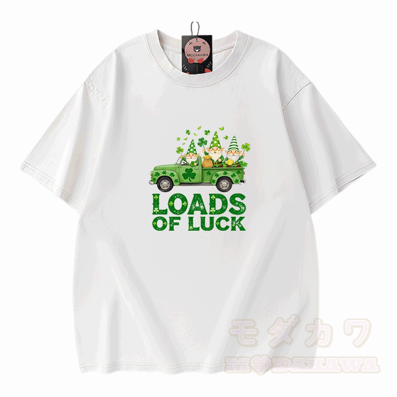 St. Pakrit-Tag – VIEL GLÜCK! Modakawa Vintage-T-Shirt aus 100 % Baumwolle mit Glücksmotiv im Used-Look. - Weiß - 5XL - image 3