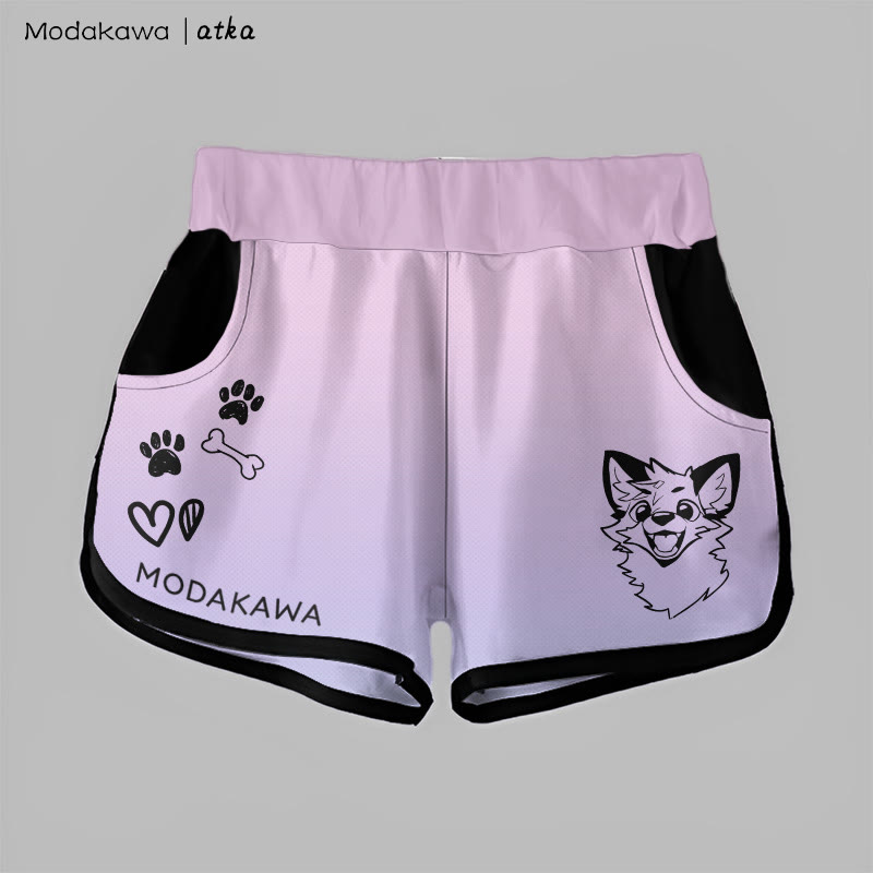 MODAKAWA X atka Gradient Cheerful Fox Graphic Shorts - Purple - 5XL - image 2