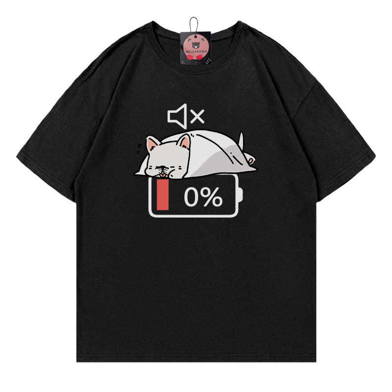 T-Shirt mit 0 % Akku und stummem Welpenmotiv - Black - 5XL - image 4