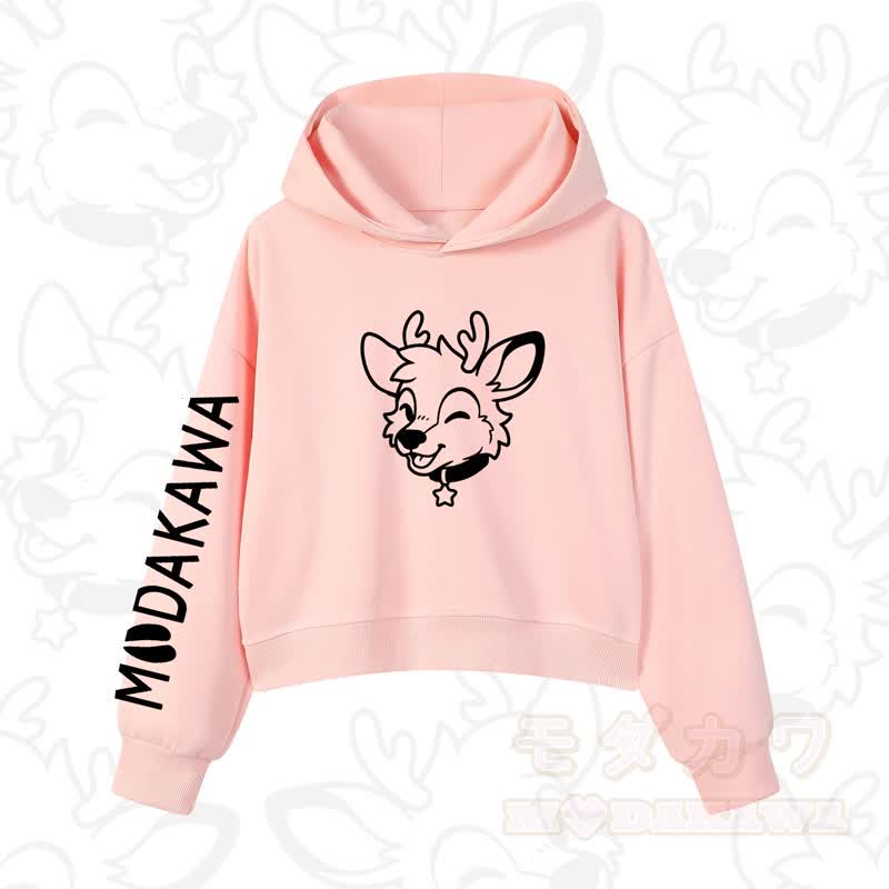 MODAKAWA Baumwoll-Hoodie mit Hundemotiv (kurzer Schnitt) - Rosa - 3XL - image 4