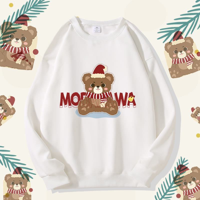 MODAKAWA Unisex-Sweatshirt mit Weihnachtsbär-Motiv - White B - 5XL - image 8
