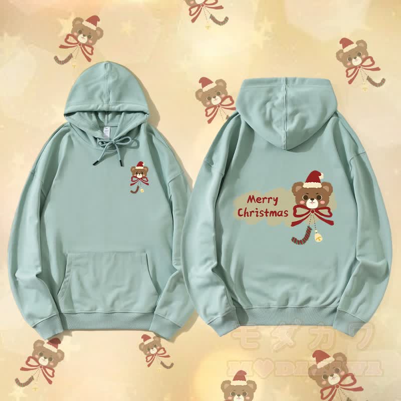 MODAKAWA Weihnachts-Bären-Grafik-Streetwear-Pullover-Hoodie - Grün - 5XL - image 4