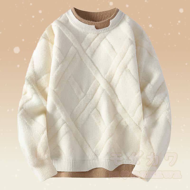 Zweiteiliger Pullover in Strickoptik mit Lagenlook und Cordhose - Aprikosenpullover - 4XL - image 7