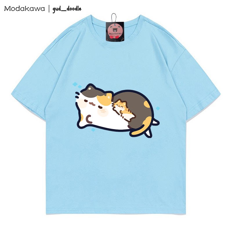MODAKAWA X gud_doodle T-Shirt mit schlafendem Katzen-Print - Blue - 5XL - image 9