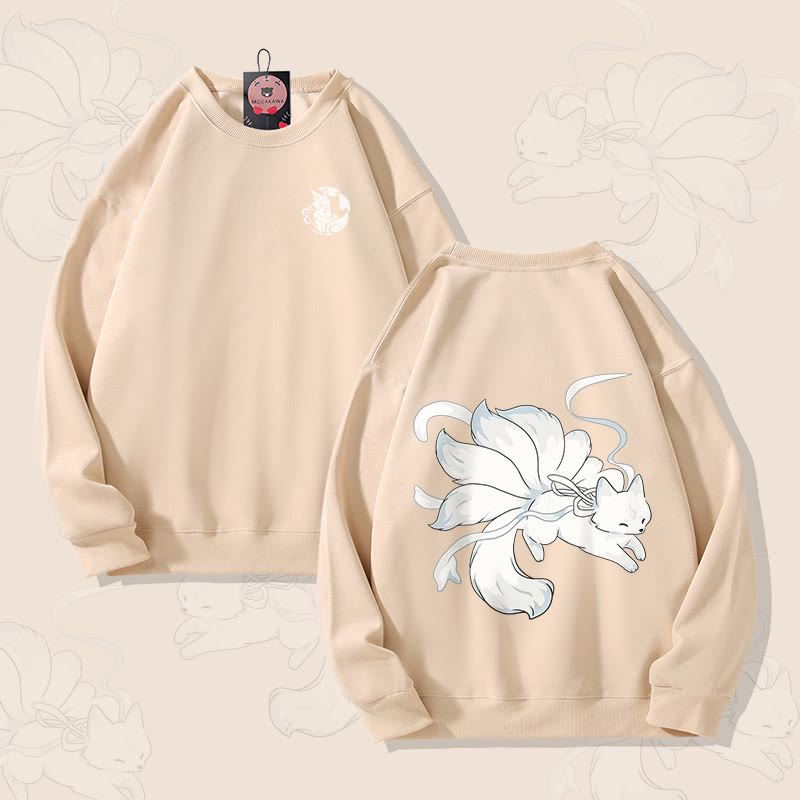 MODAKAWA Unisex-Sweatshirt mit Grafik eines neunschwänzigen Fuchses - Apricot - 5XL - image 2