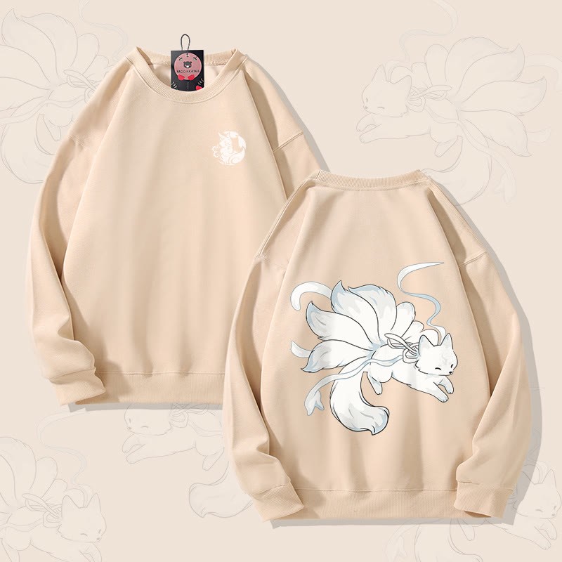 MODAKAWA Unisex-Sweatshirt mit Grafik eines neunschwänzigen Fuchses - Apricot - 5XL - image 2