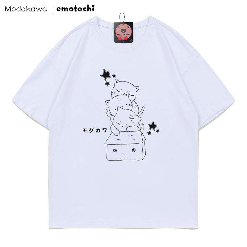 MODAKAWA X emotochi Stacked Kitty Print T-Shirt - White - 5XL - image 4
