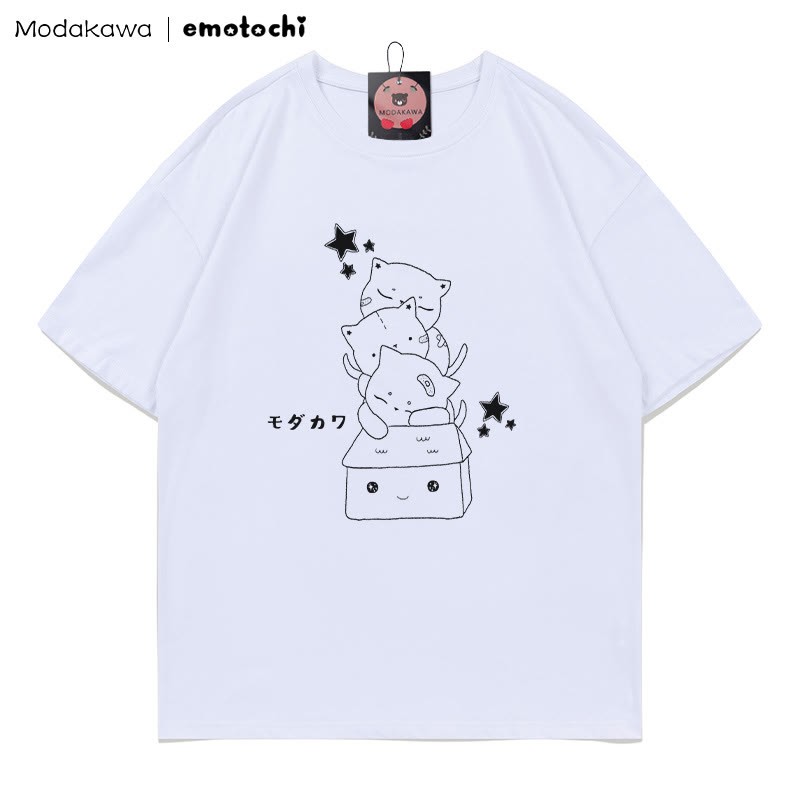 MODAKAWA X emotochi Stacked Kitty Print T-Shirt - White - 5XL - image 4