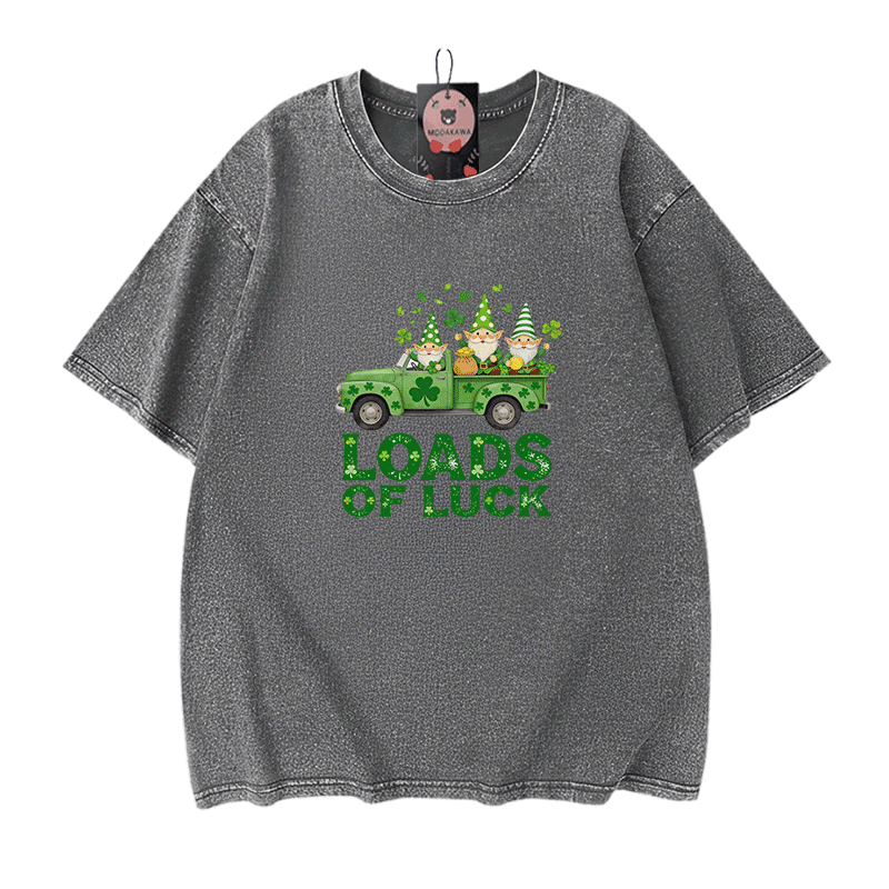 St. Pakrit-Tag – VIEL GLÜCK! Modakawa Vintage-T-Shirt aus 100 % Baumwolle mit Glücksmotiven. - Grey - 5XL - image 9