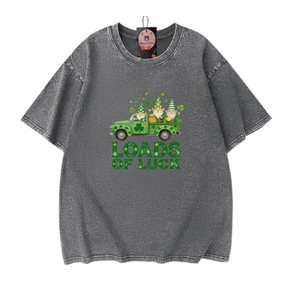 St. Pakrit-Tag – VIEL GLÜCK! Modakawa Vintage-T-Shirt aus 100 % Baumwolle mit Glücksmotiven. - Grey - 5XL - image 9