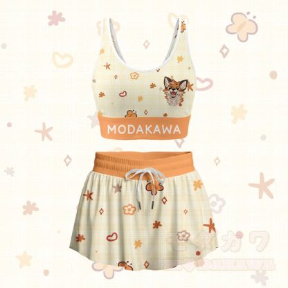 MODAKAWA X atka Happy Fox Graphic Crop Tank Sport Top Pocket Skort Matching Outfit - Satz - 4XL - image 4