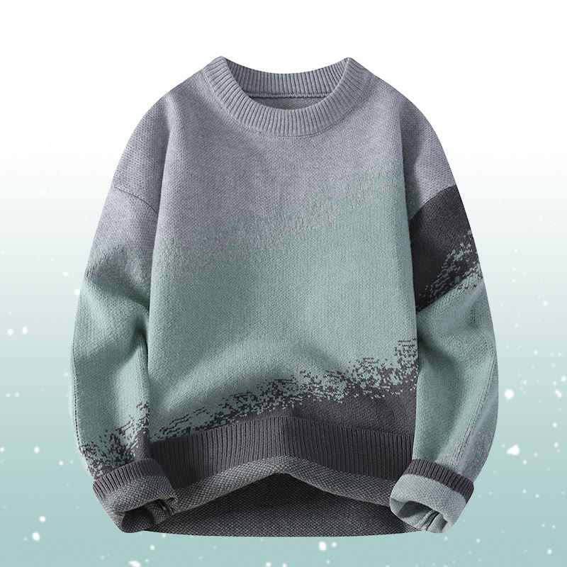 Zweiteiler: Strickpullover mit Farbverlauf, Cargohose mit Blumenmuster - Green Sweater - 2XL - image 5