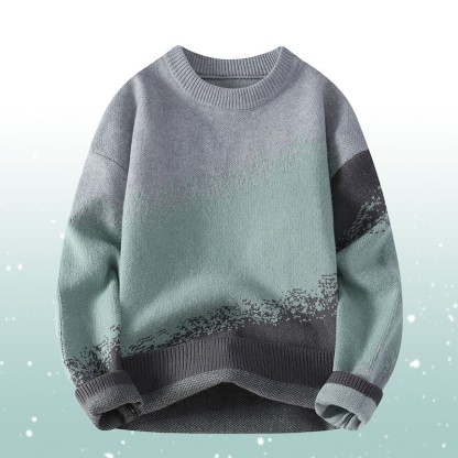 Zweiteiler: Strickpullover mit Farbverlauf, Cargohose mit Blumenmuster - Green Sweater - 2XL - image 5