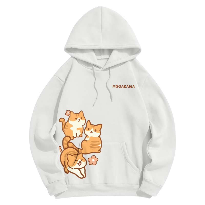 Modakawa Kapuzenpullover mit Farbverlauf und Katzenmotiv (Buchstabenprint) - White - 5XL - image 7