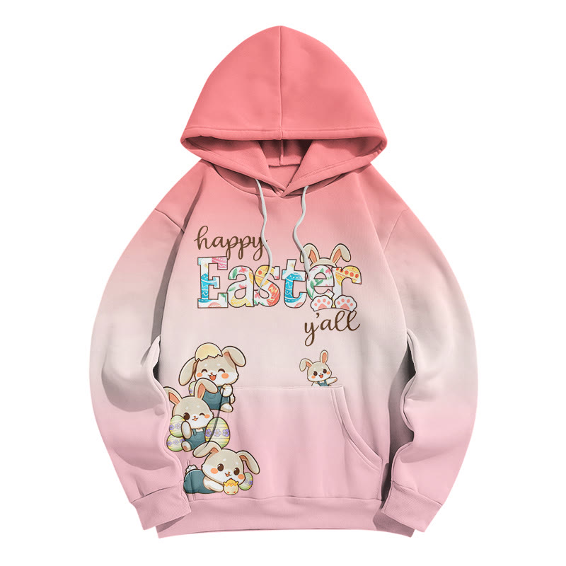 Modakawa Hoodie mit Farbverlauf, Hasenmotiv und Buchstabenprint, locker geschnitten - Pink - 5XL - image 2