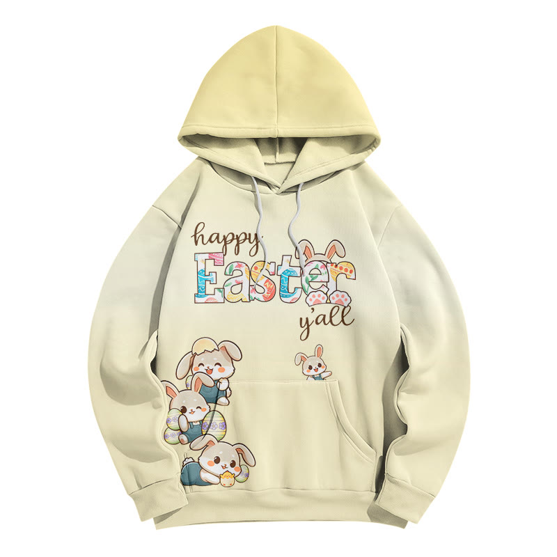 Modakawa Hoodie mit Farbverlauf, Hasenmotiv und Buchstabenprint, locker geschnitten - Yellow - 5XL - image 1