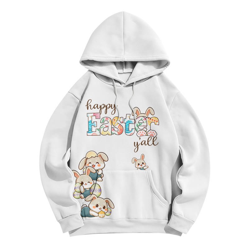 Modakawa Hoodie mit Farbverlauf, Hasenmotiv und Buchstabenprint, locker geschnitten - White - 5XL - image 5