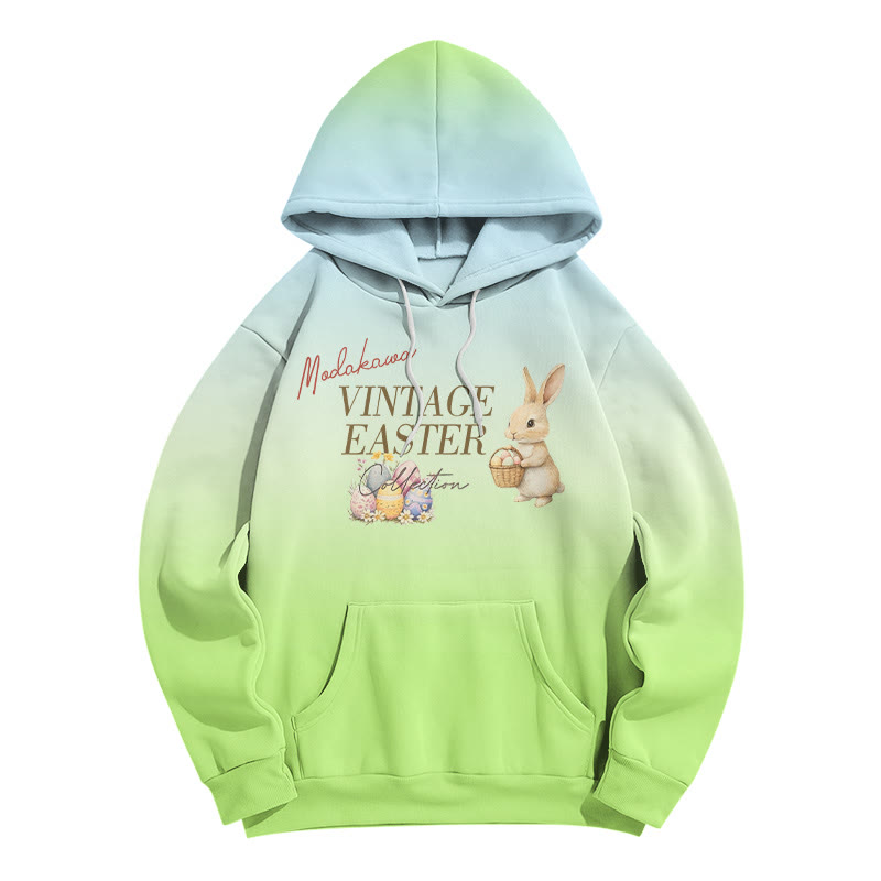 Modakawa Hoodie mit Farbverlauf, Hasen- und Buchstabenprint, locker geschnitten - Green - 5XL - image 1
