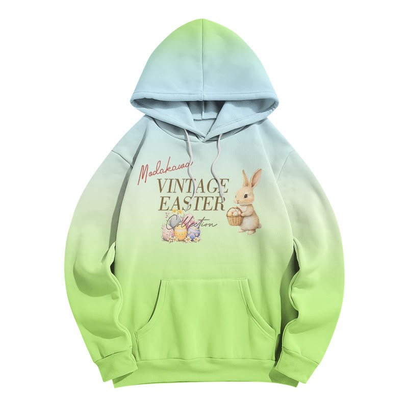 Modakawa Hoodie mit Farbverlauf, Hasen- und Buchstabenprint, locker geschnitten - Green - 5XL - image 1