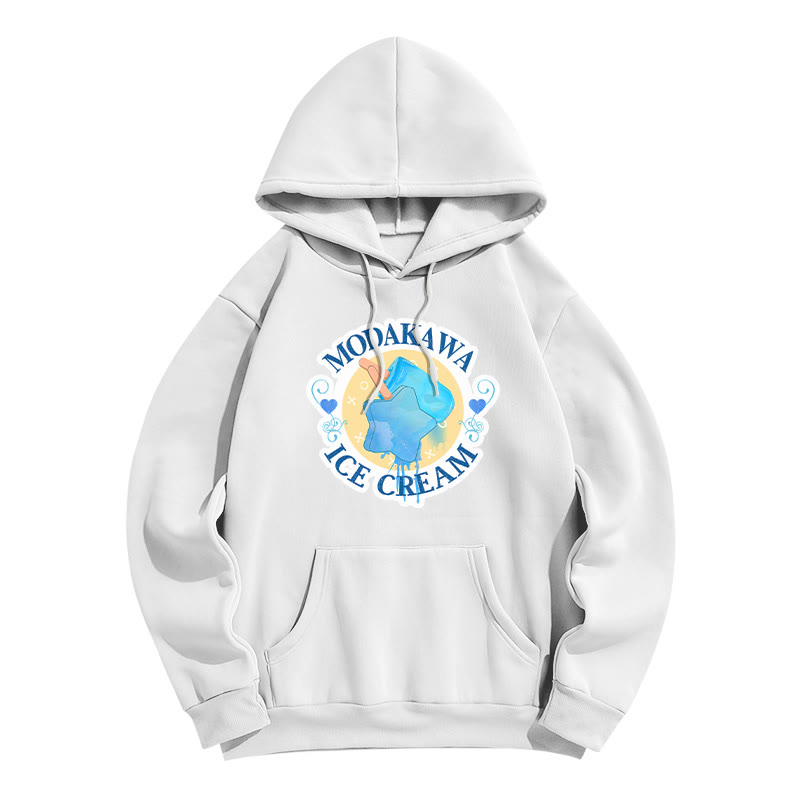 Modakawa Hoodie mit Farbverlauf, Eiscreme-Buchstabenprint, lockerer Passform - White - 8XL - image 2