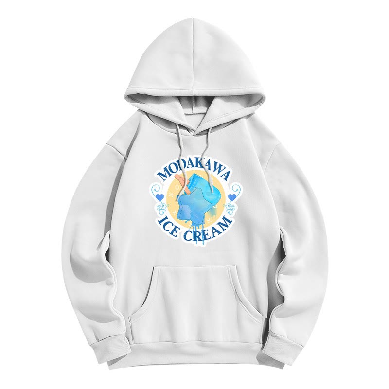 Modakawa Hoodie mit Farbverlauf, Eiscreme-Buchstabenprint, lockerer Passform - White - 8XL - image 2