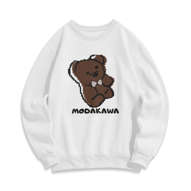 Modakawa-Sweatshirt aus Baumwolle mit rundem Kragen und Bärendruck