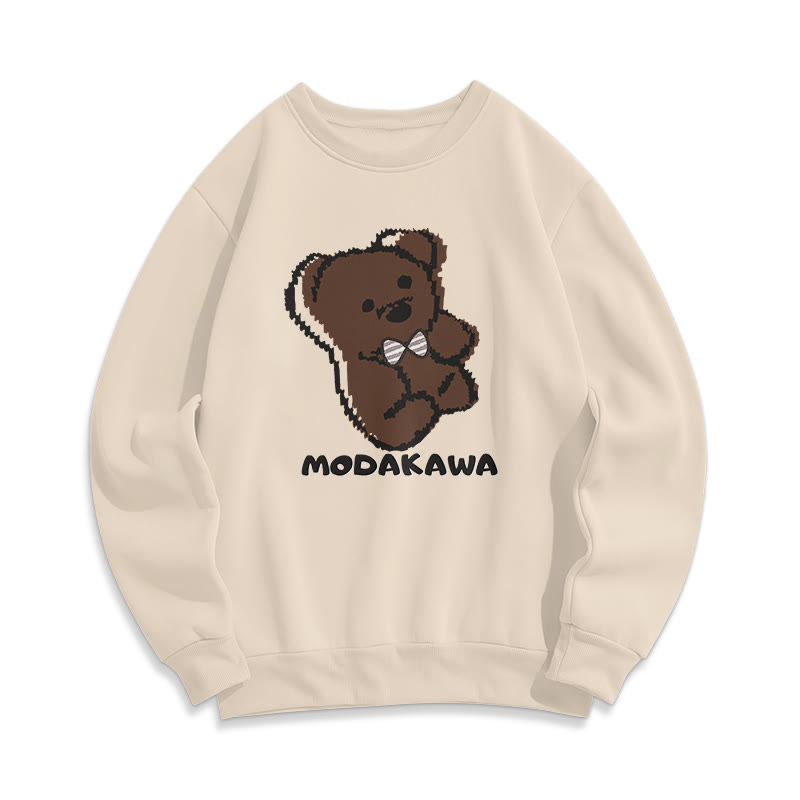 Modakawa-Sweatshirt aus Baumwolle mit rundem Kragen und Bärendruck