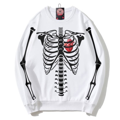 Modakawa-Sweatshirt aus Baumwolle mit Skelett-Herz-Print und Rundkragen