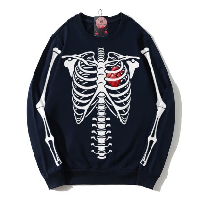 Modakawa-Sweatshirt aus Baumwolle mit Skelett-Herz-Print und Rundkragen