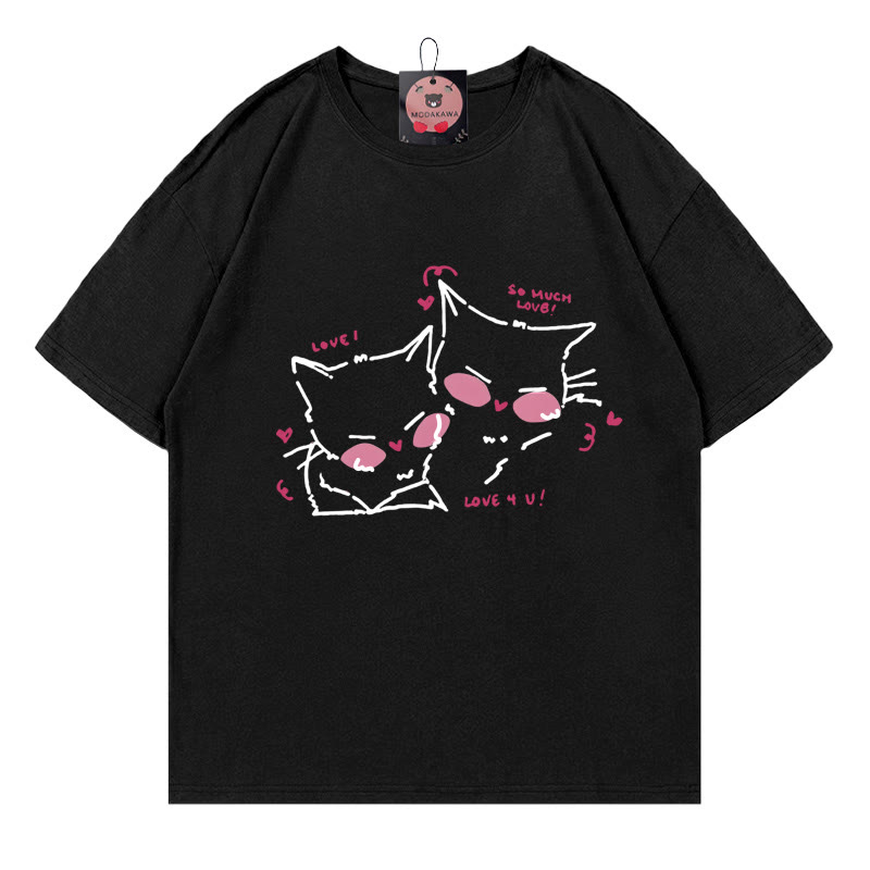 Modakawa T-Shirt mit Katzenmotiv aus 100 % Baumwolle - Black - 5XL - image 2