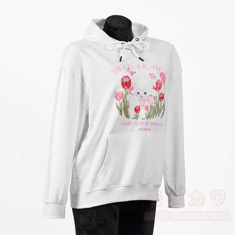 Modakawa Hoodie mit Farbverlauf, Lamm- und Buchstabenprint, lockere Passform - image 4