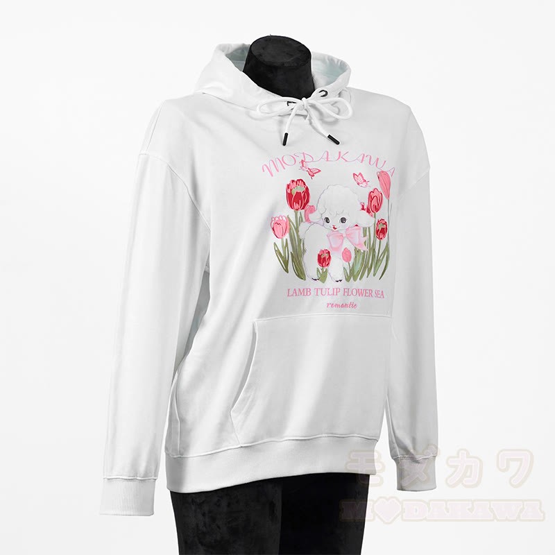 Modakawa Hoodie mit Farbverlauf, Lamm- und Buchstabenprint, lockere Passform - image 4